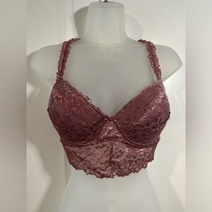 Marilyn Monroe Collection Bra Size 36B Mauve Pink Nylon Spandex Lace Underwire